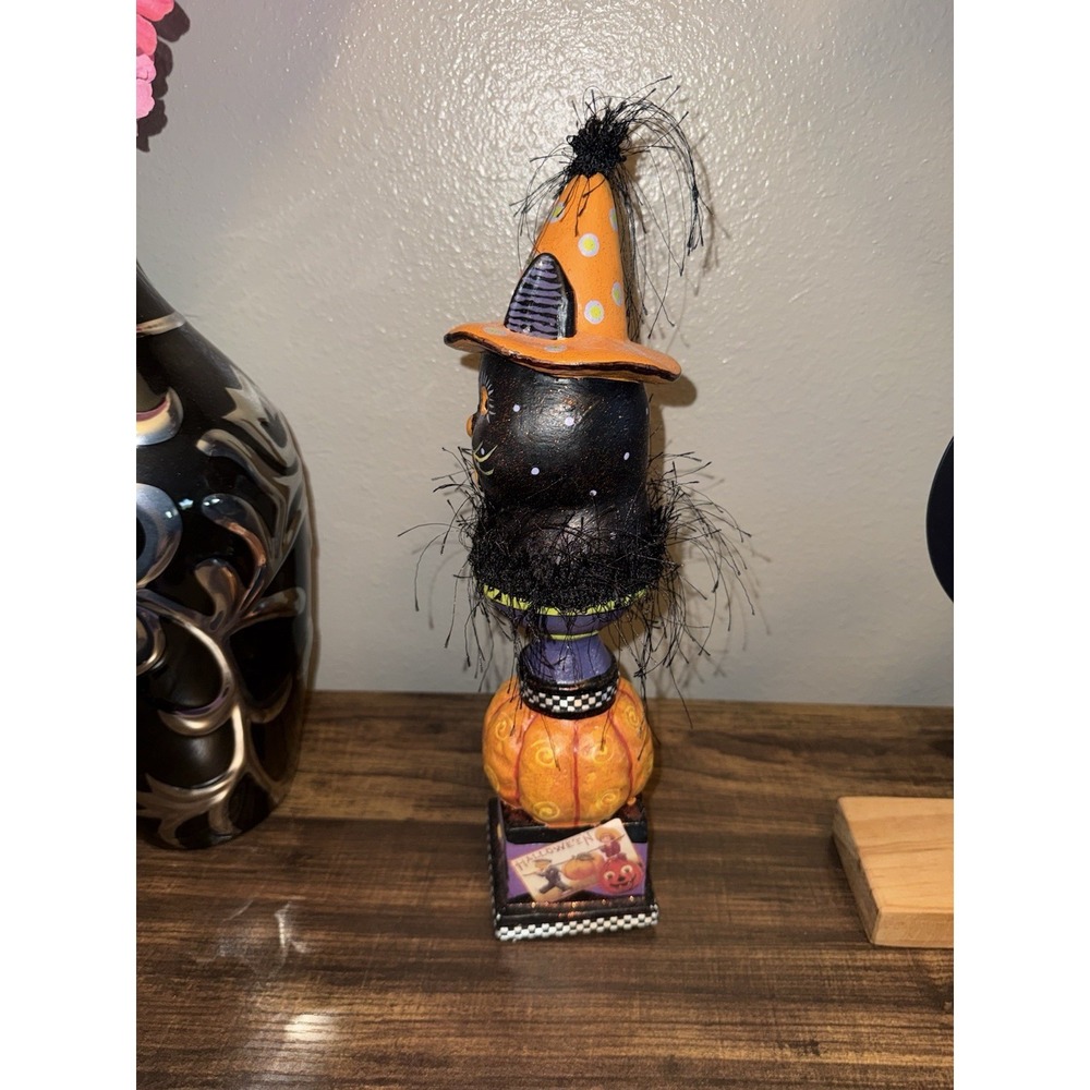 Vintage Retro Halloween Black Cat Paper Mache Figurine Seasonal Decoration - Picture 5 of 13